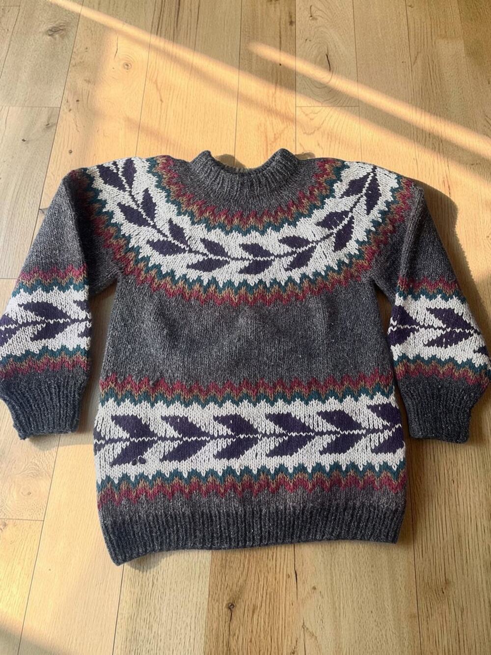 Vintage 90s Lisa's Wild Woolies 100% Wool Sweater Ecuador Hand Knit 1994